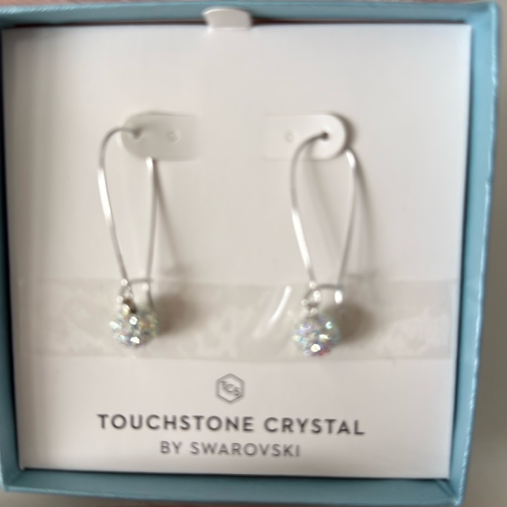 Touchstone Crystal by Swarovski Drop Earrings – Aurora Borealis Crystal Ball